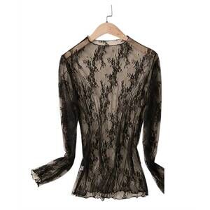 NEW ACCITY women's sexy mesh blouse in black